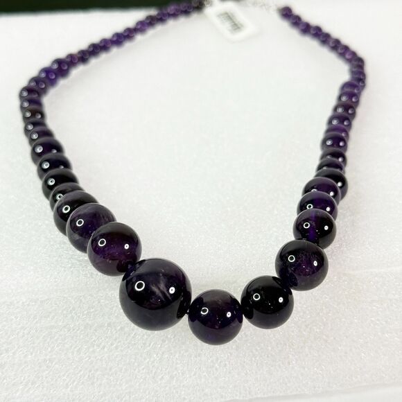 gems tv Jewelry - Amethyst Bead Silver Necklace | yahsarah | Gems TV | 925 Sterling Silver